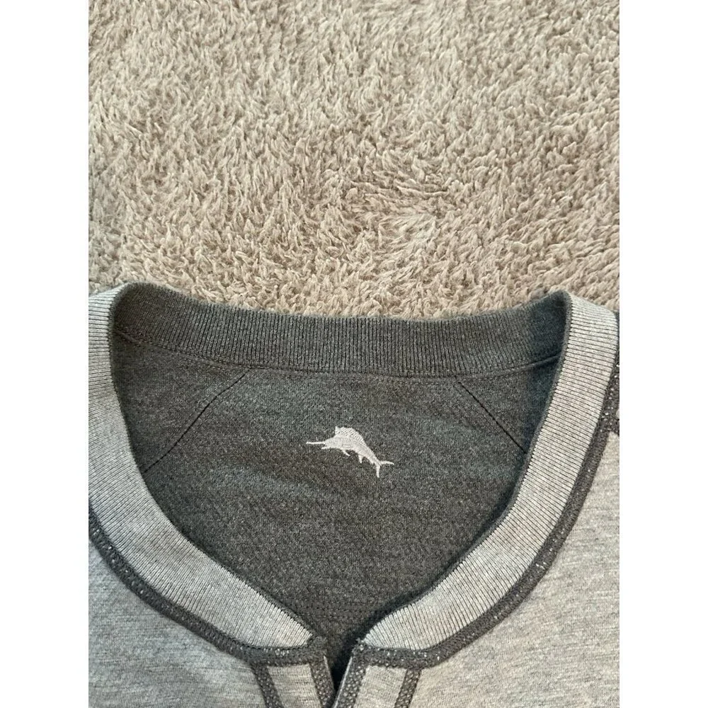 Tommy Bahama Reversible Sweater Gray Cotton Long Sleeves Mens